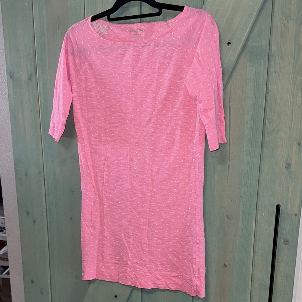 Lilly Pulitzer 100% cotton dress size XS pink and white polka dots
